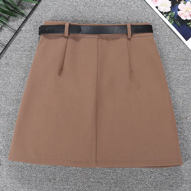 Korean Style Gray Suit Dress Women High Waist Slimming Belted — feature 10