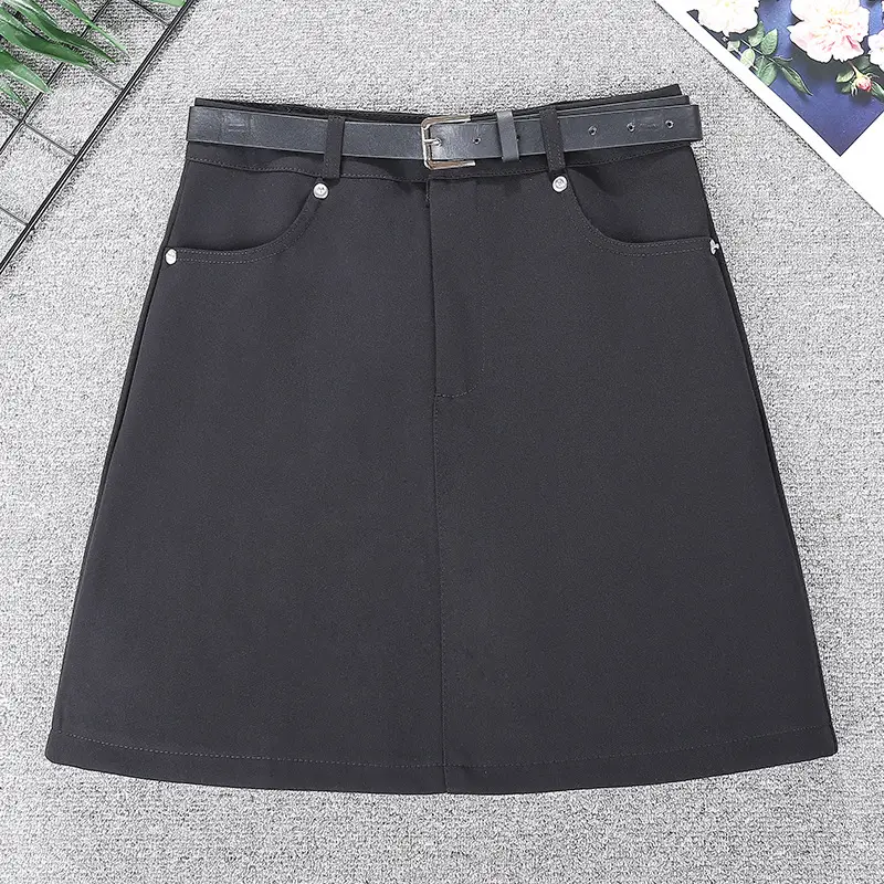 Korean Style Gray Suit Dress Women High Waist Slimming Belted — feature 15