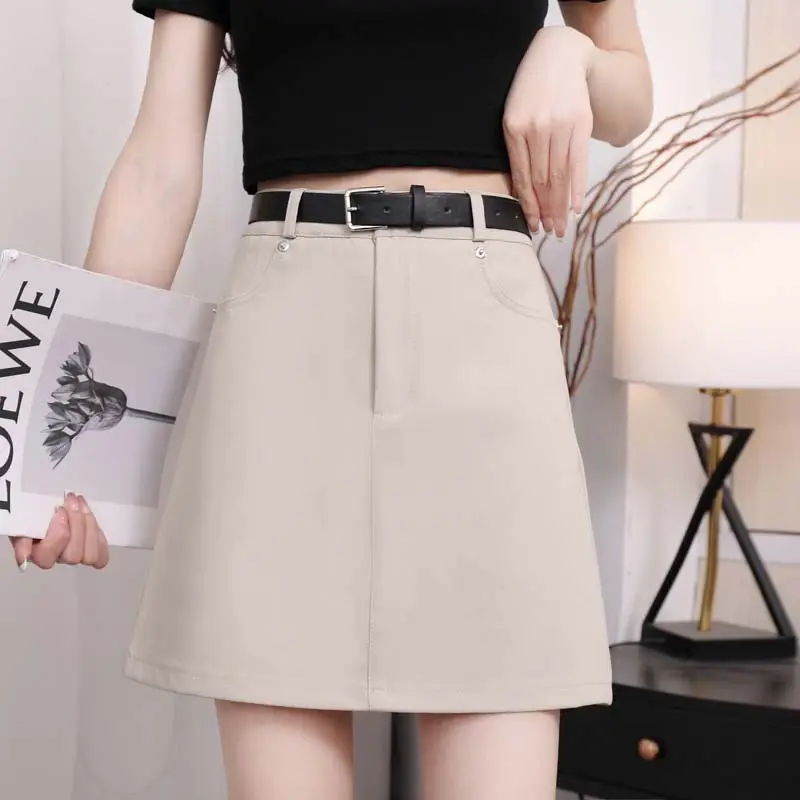 Korean Style Gray Suit Dress Women High Waist Slimming Belted — feature 17