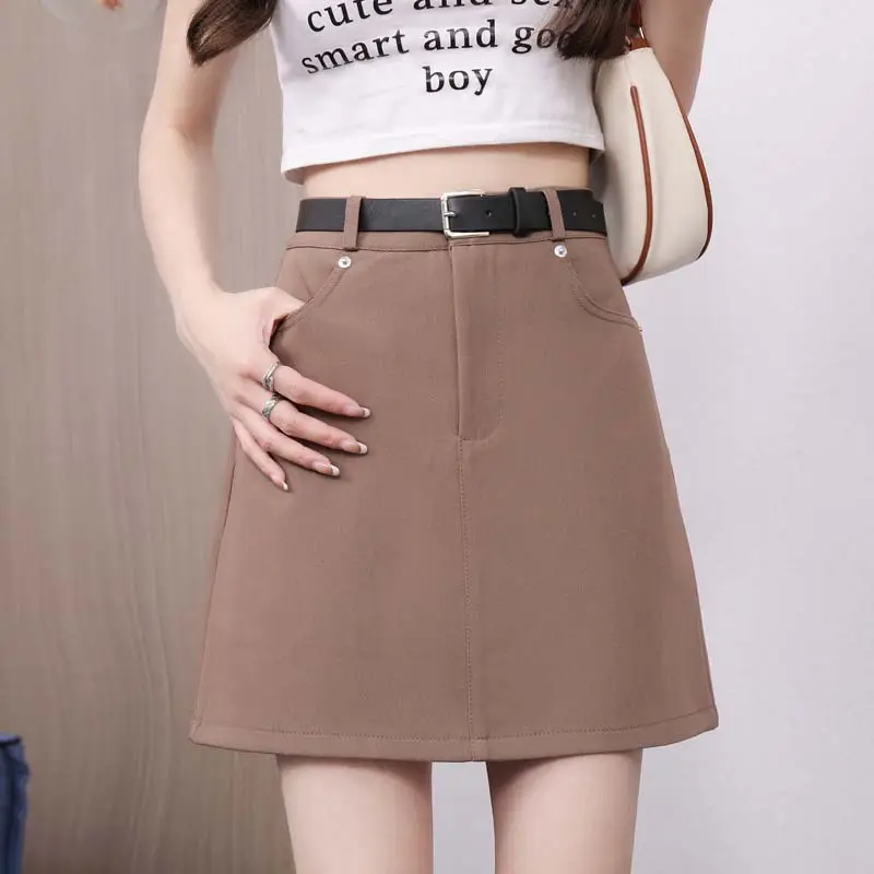 Korean Style Gray Suit Dress Women High Waist Slimming Belted — feature 6