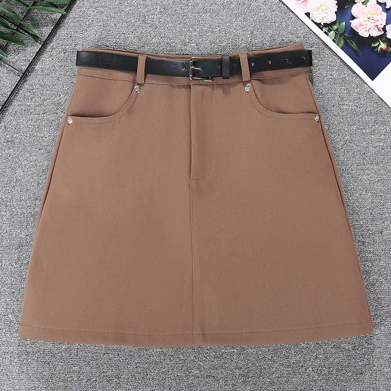 Korean Style Gray Suit Dress Women High Waist Slimming Belted — feature 9