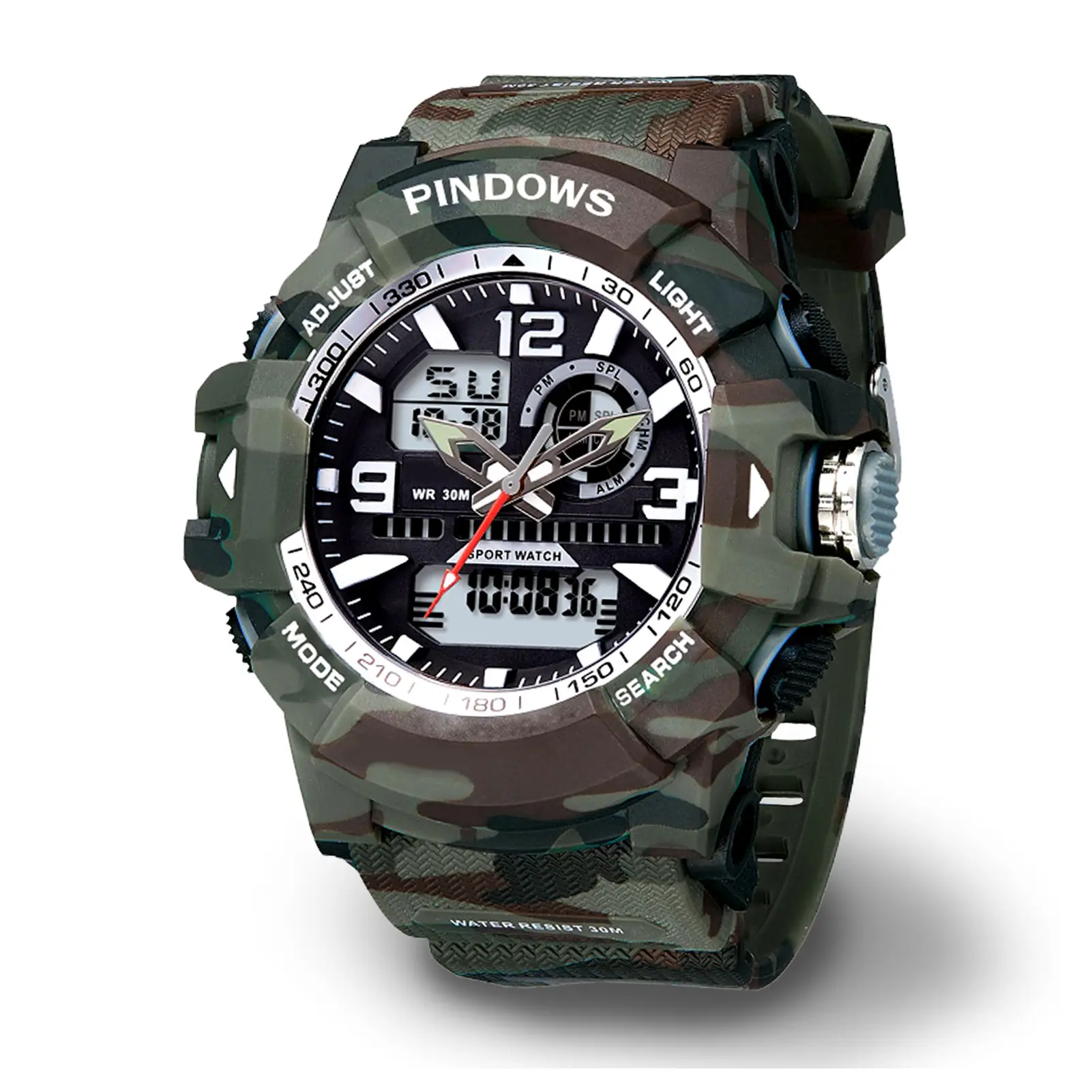 Classic Camouflage Waterproof Large Dial Multifunctional Watch