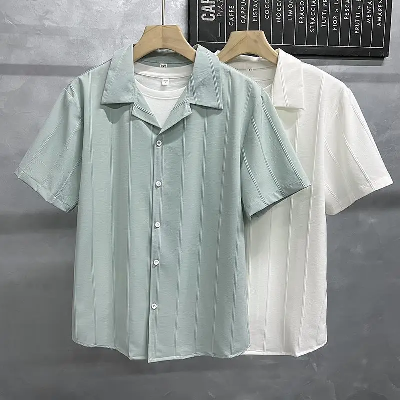 Men's Light Green Short Sleeve Shirt with Black Pants - Image 4