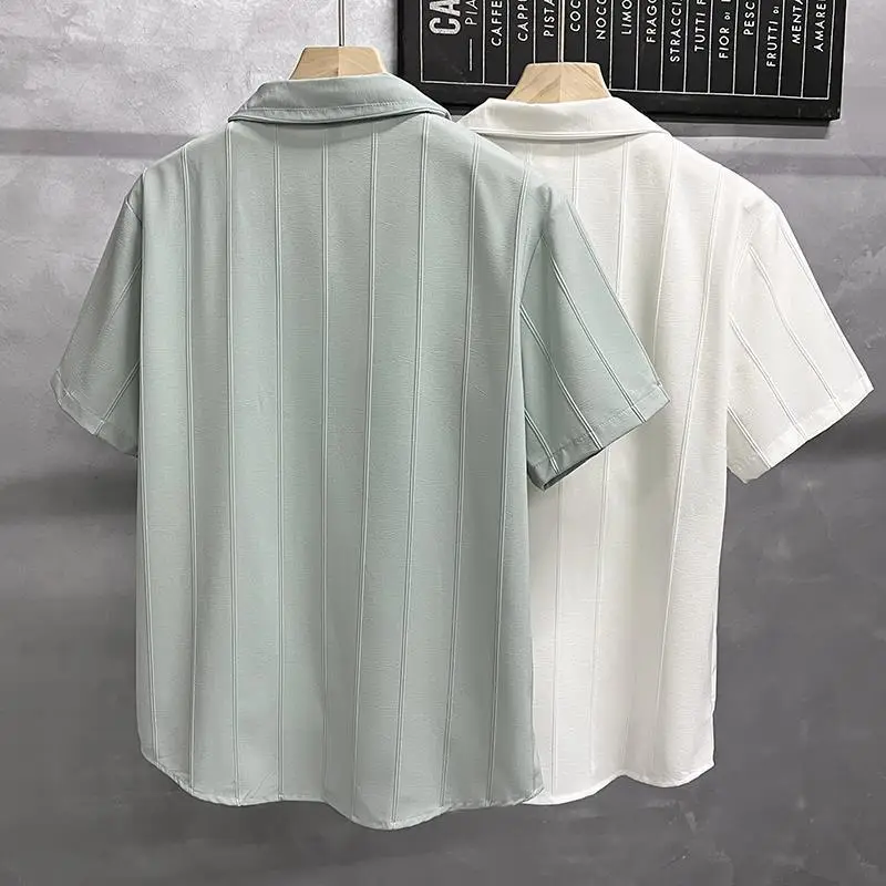 Men's Light Green Short Sleeve Shirt with Black Pants - Image 7