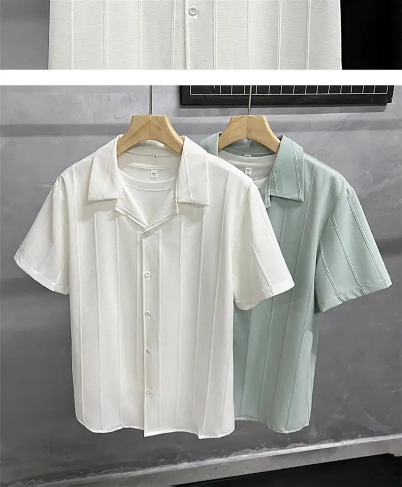 Men's Light Green Short Sleeve Shirt with Black Pants — feature 6