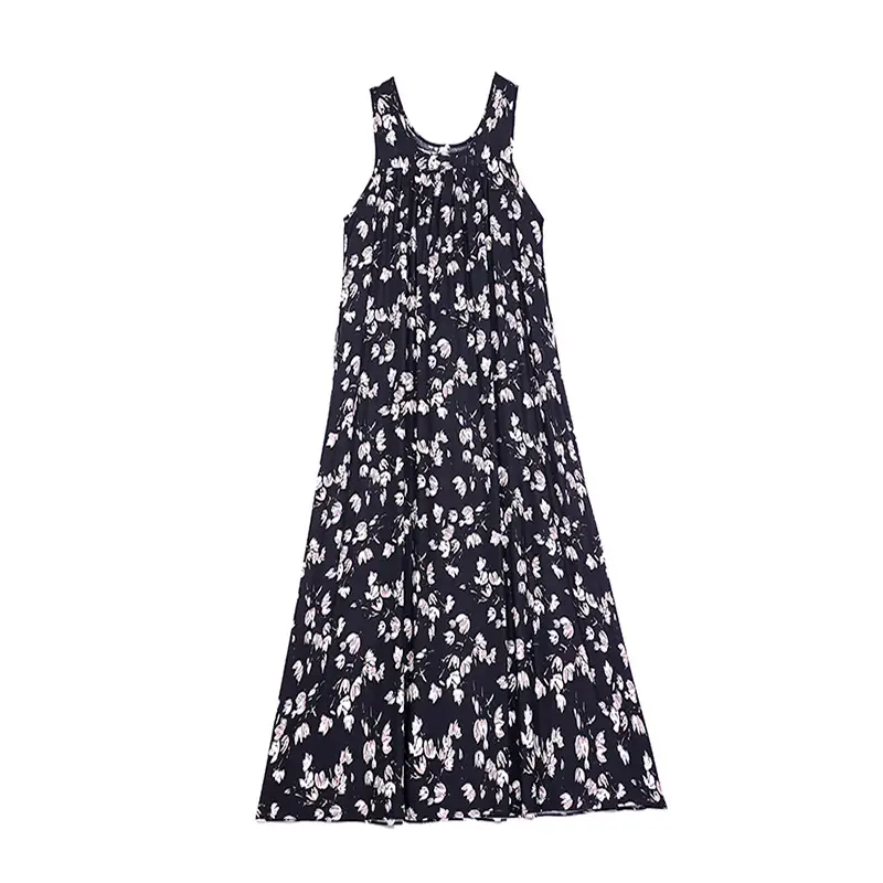 Red Floral Cotton Silk Summer Dress for Women Plus Size