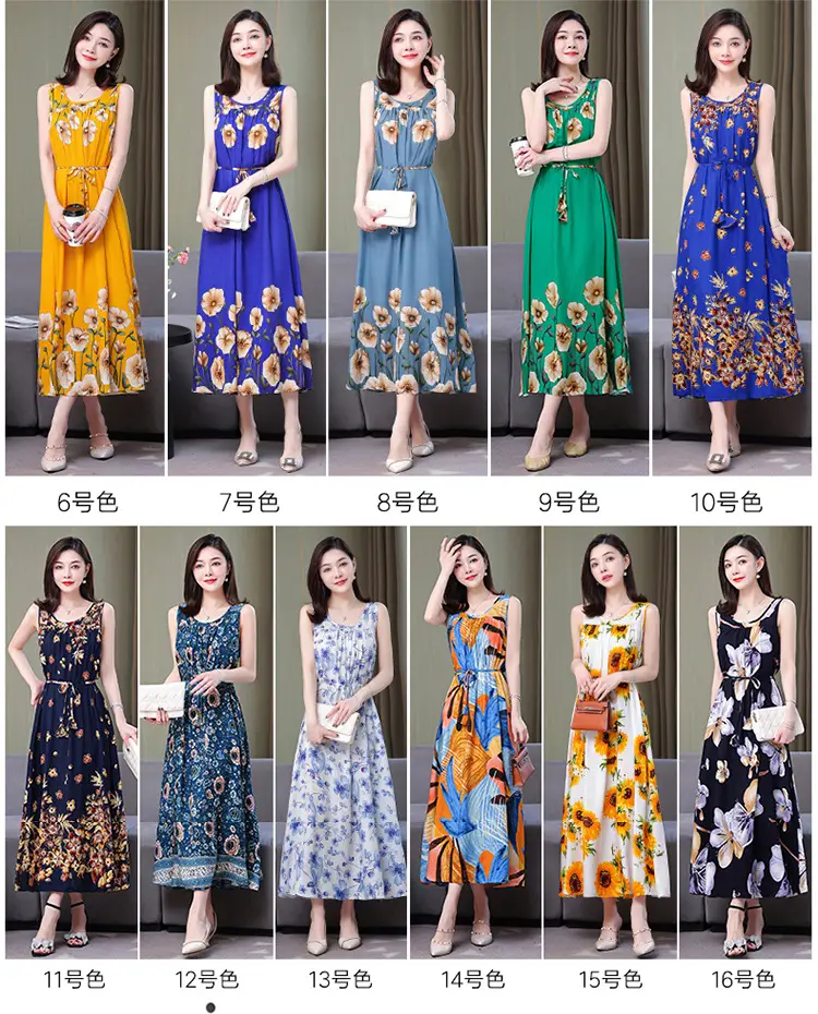Red Floral Cotton Silk Summer Dress for Women Plus Size — feature 11