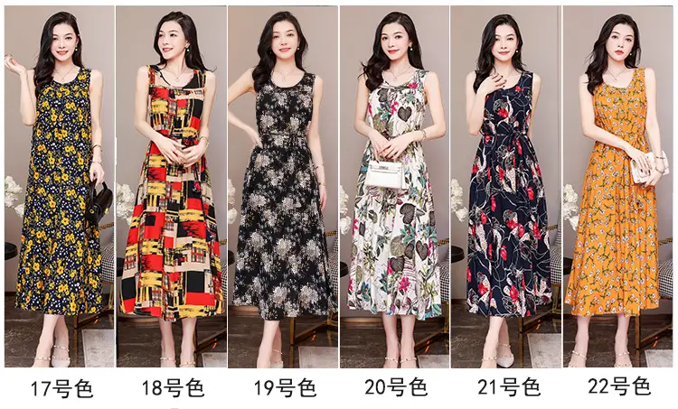 Red Floral Cotton Silk Summer Dress for Women Plus Size — feature 12