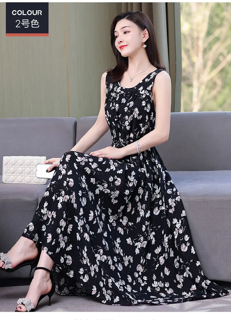 Red Floral Cotton Silk Summer Dress for Women Plus Size — feature 15