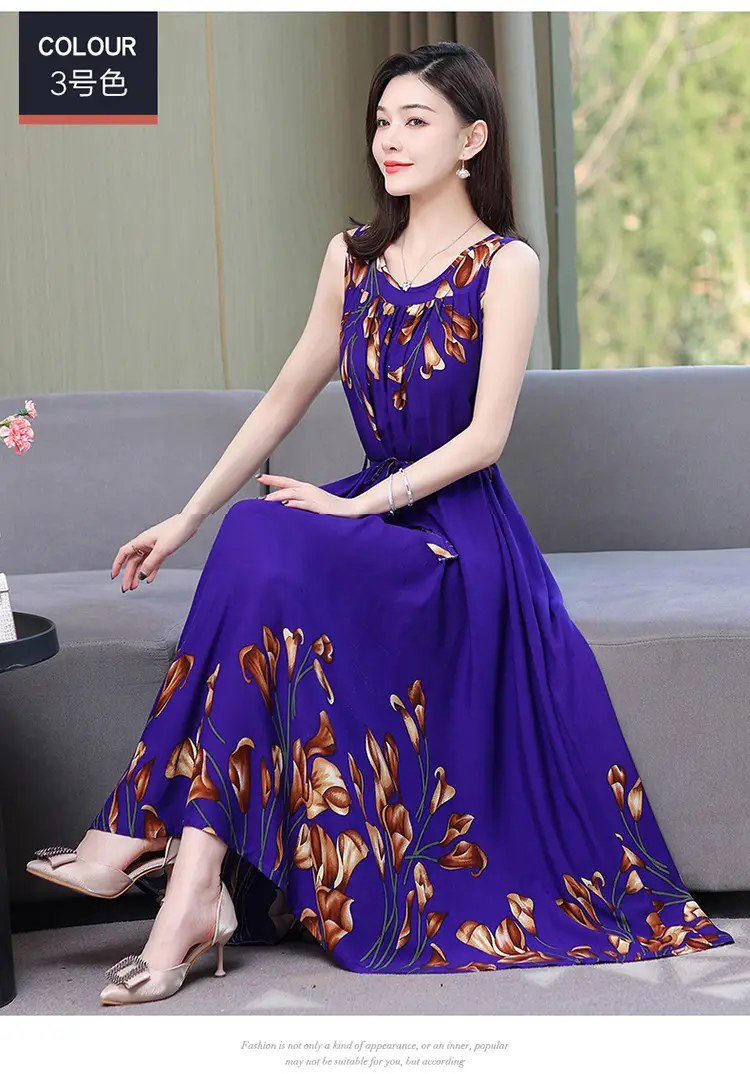 Red Floral Cotton Silk Summer Dress for Women Plus Size — feature 17