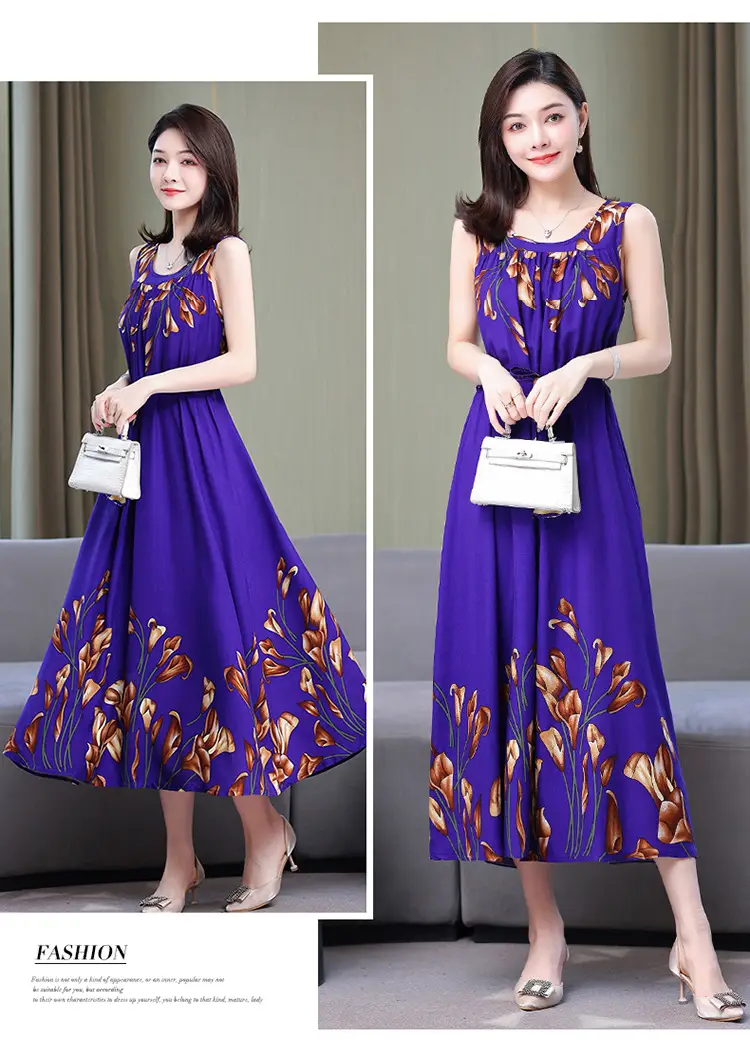 Red Floral Cotton Silk Summer Dress for Women Plus Size — feature 18