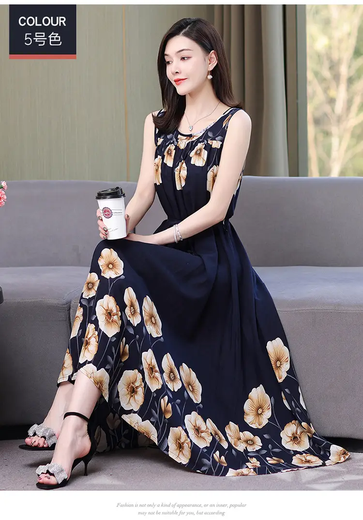 Red Floral Cotton Silk Summer Dress for Women Plus Size — feature 21
