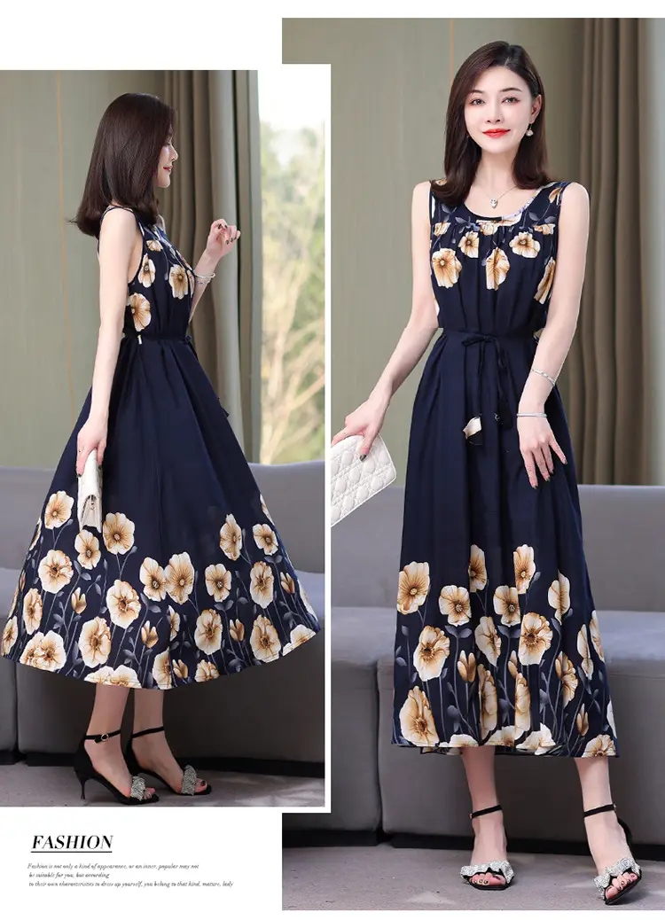 Red Floral Cotton Silk Summer Dress for Women Plus Size — feature 22