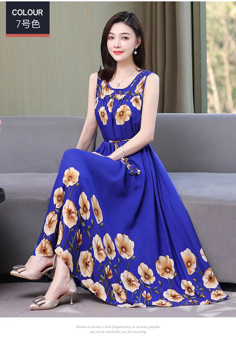 Red Floral Cotton Silk Summer Dress for Women Plus Size — feature 25