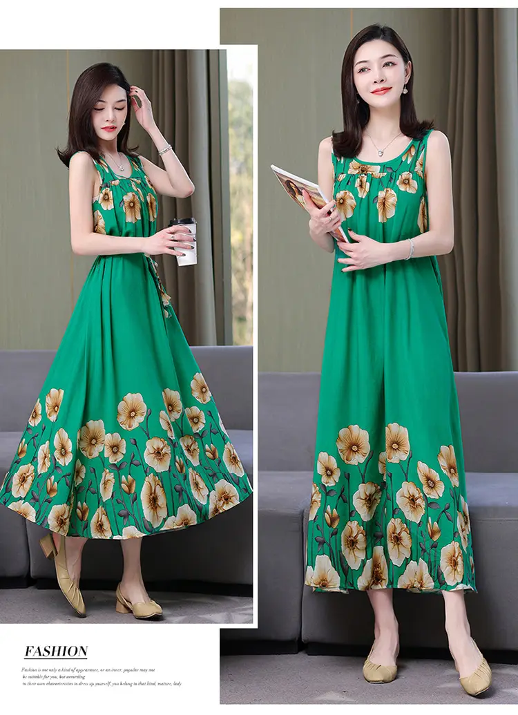 Red Floral Cotton Silk Summer Dress for Women Plus Size — feature 28