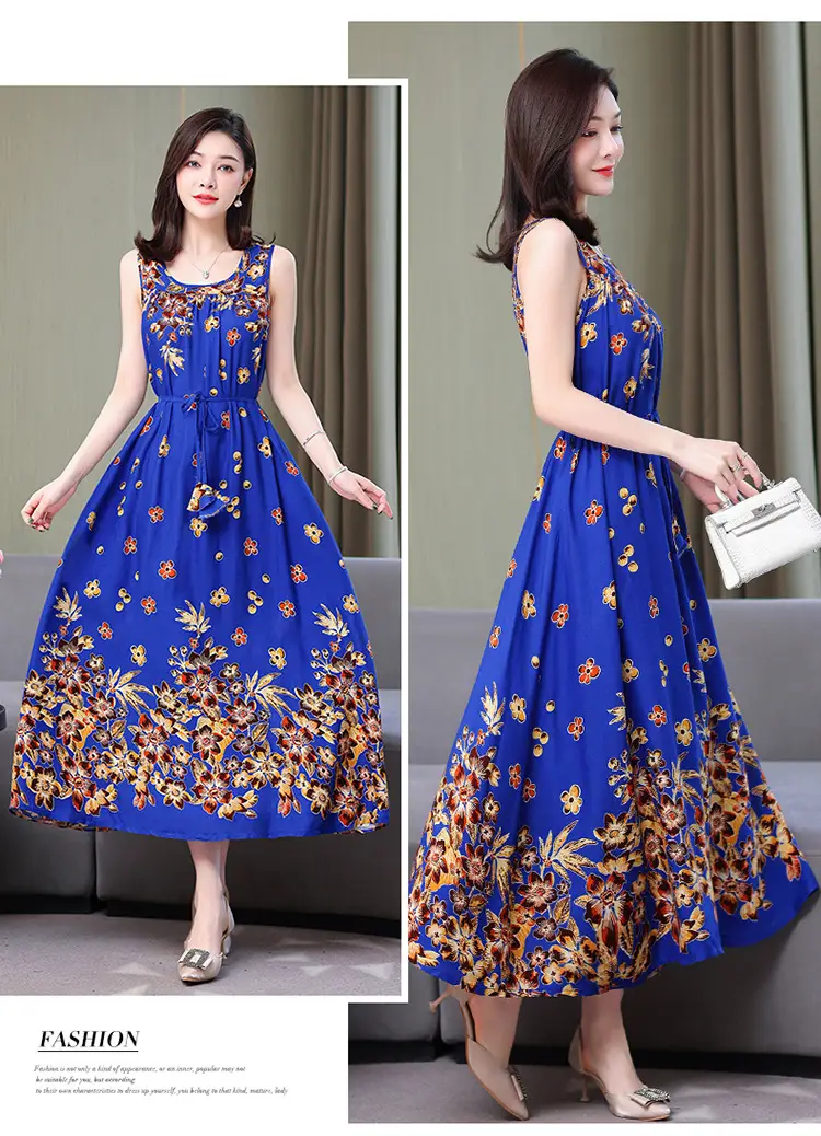 Red Floral Cotton Silk Summer Dress for Women Plus Size — feature 29