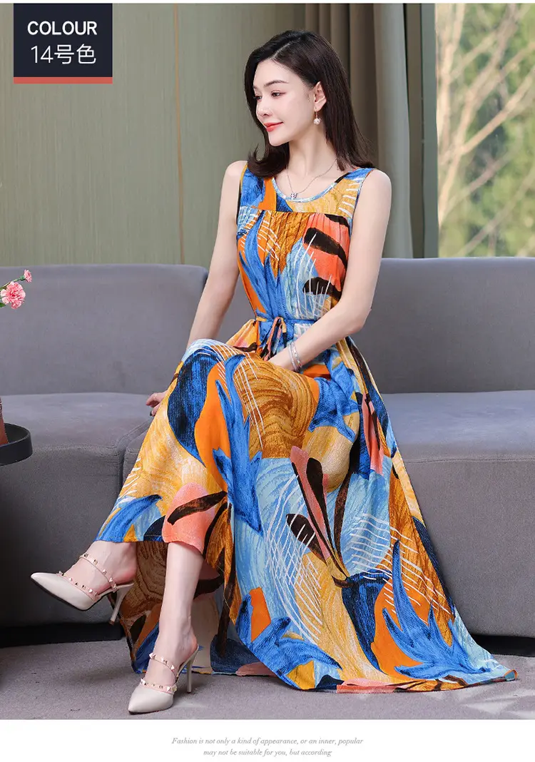 Red Floral Cotton Silk Summer Dress for Women Plus Size — feature 31