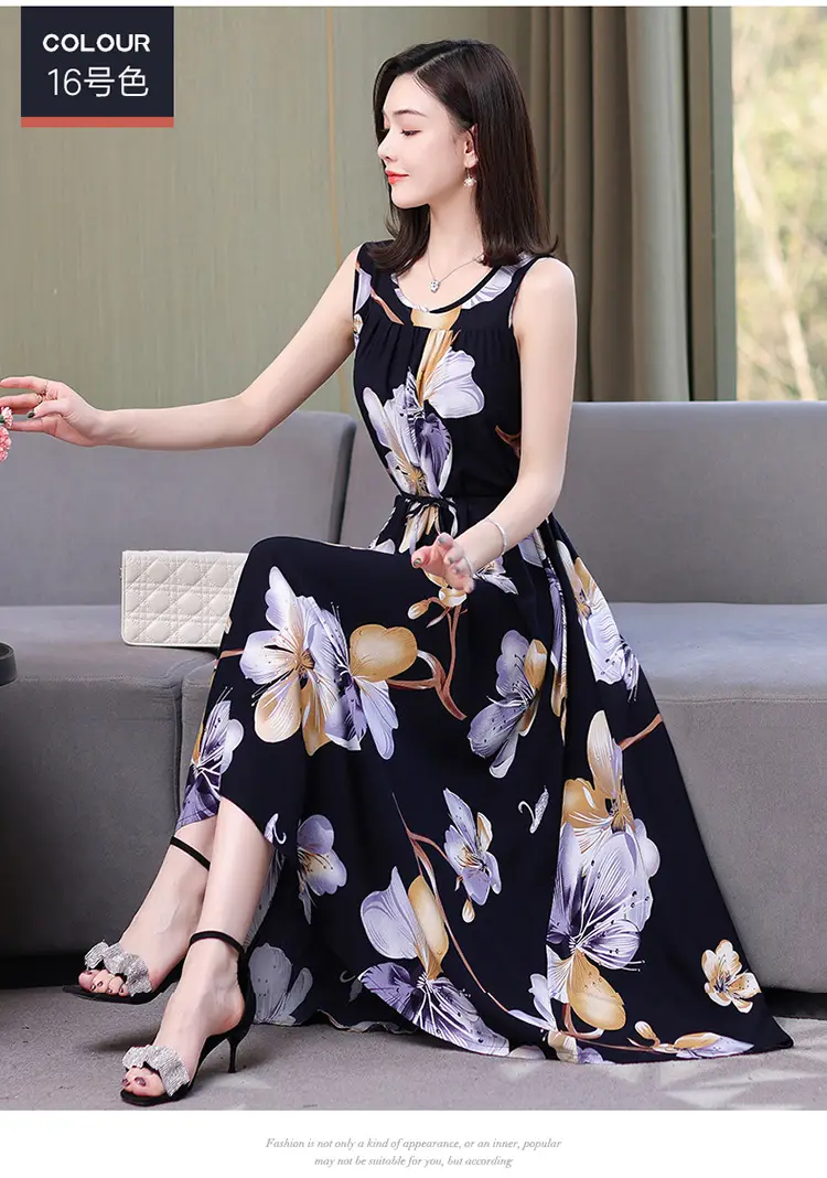 Red Floral Cotton Silk Summer Dress for Women Plus Size — feature 34