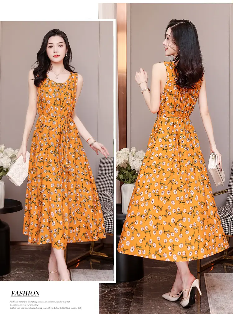 Red Floral Cotton Silk Summer Dress for Women Plus Size — feature 40