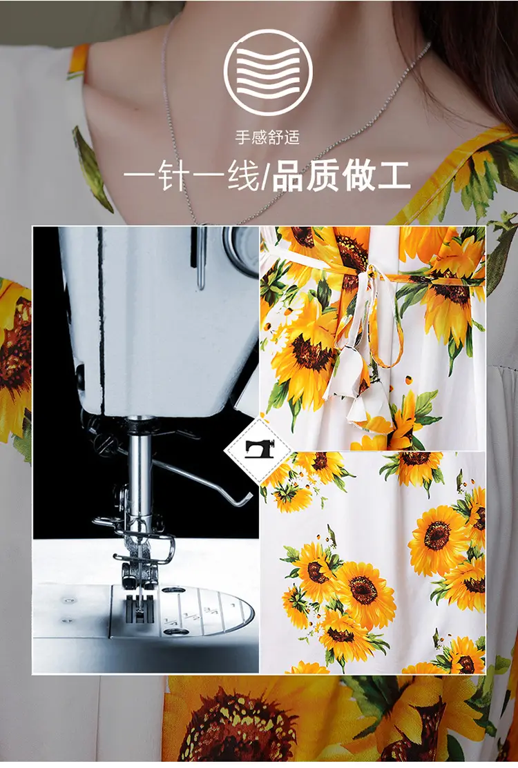 Red Floral Cotton Silk Summer Dress for Women Plus Size — feature 8