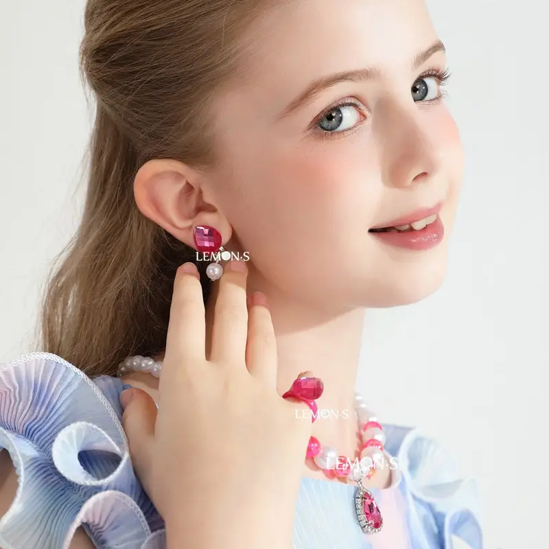 Pink Crystal Princess Necklace Set for Girls 3-6Yrs - Image 23