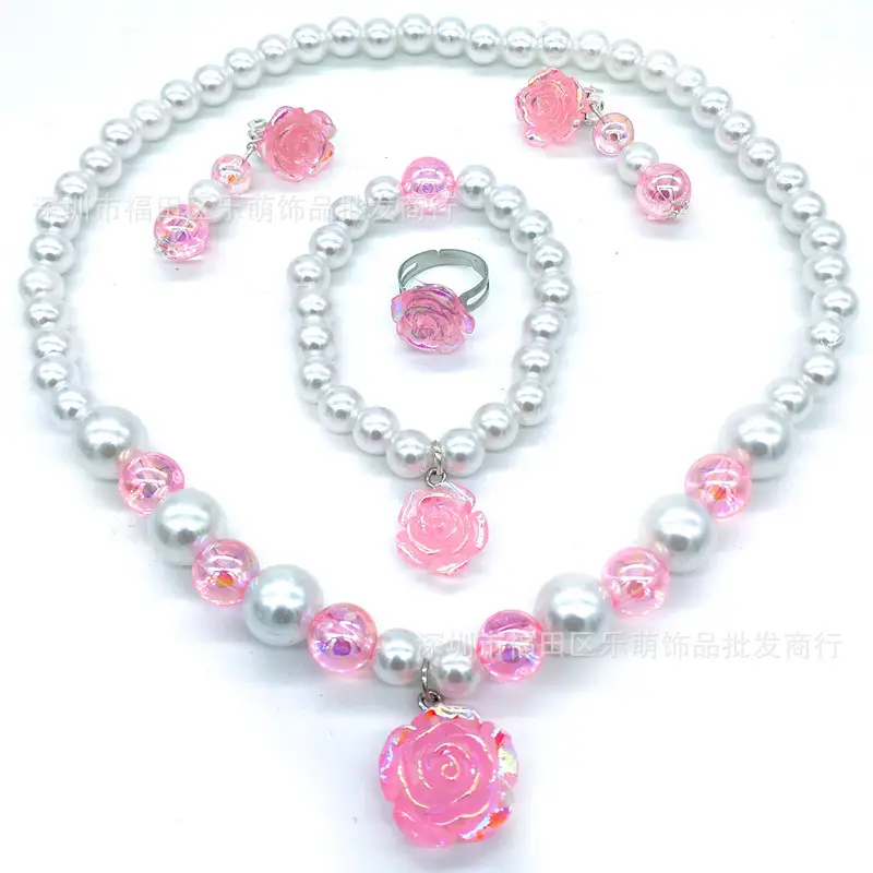 Pink Crystal Princess Necklace Set for Girls 3-6Yrs - Image 16