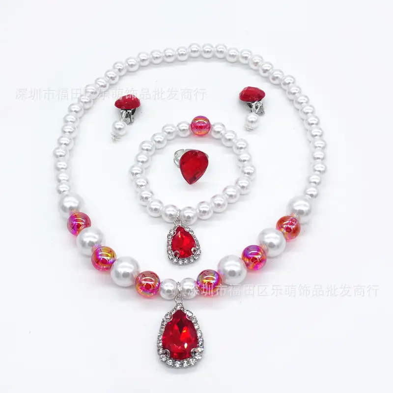 Pink Crystal Princess Necklace Set for Girls 3-6Yrs - Image 6