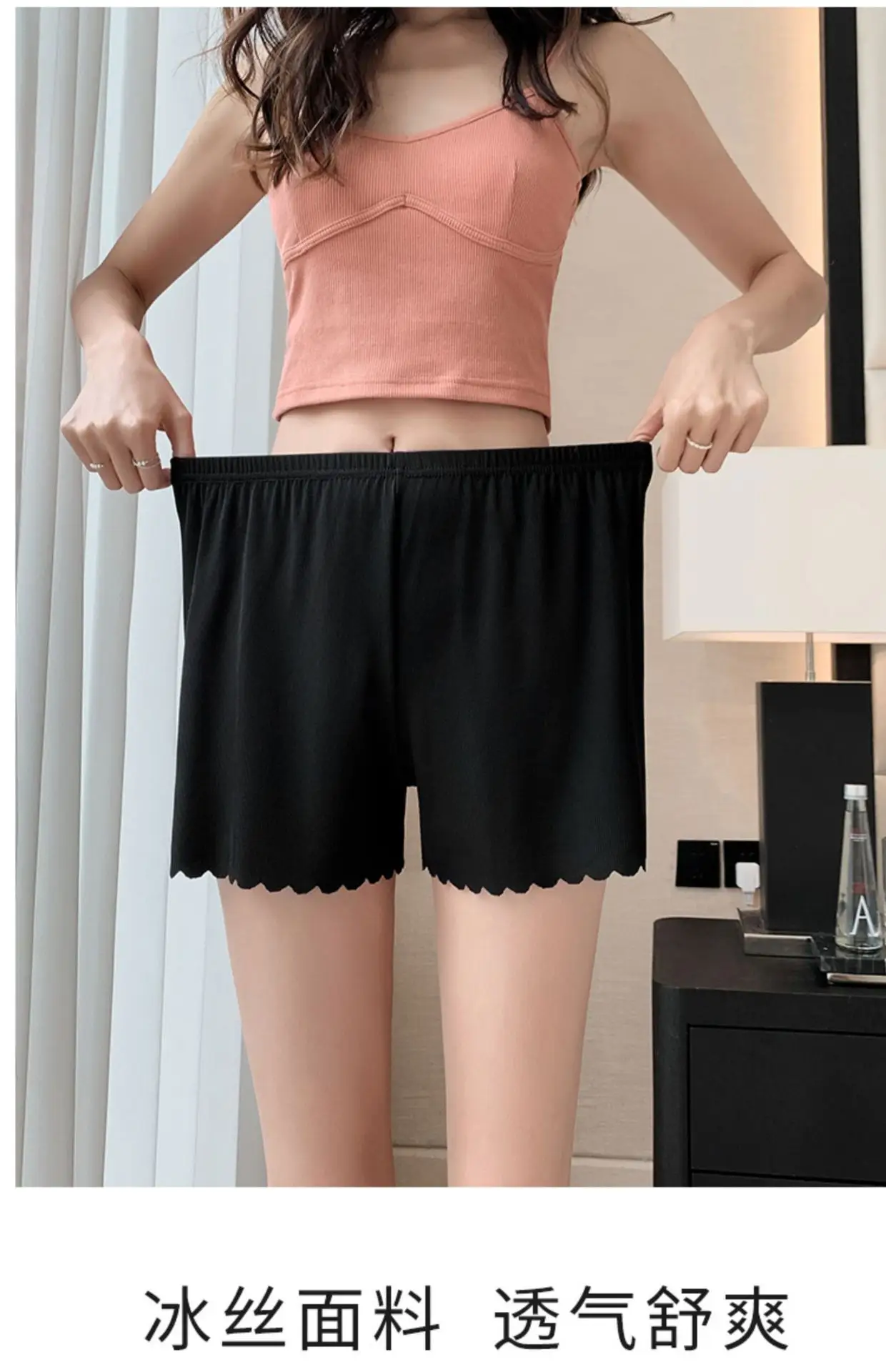 Women Ice Silk Safety Pants Summer No-Hem Anti-light Outwear Large — feature 10