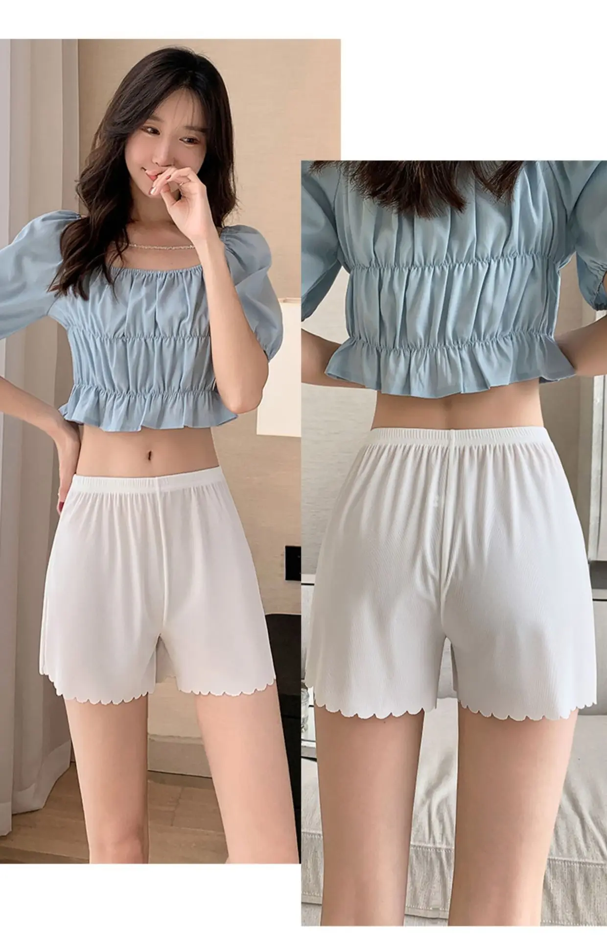 Women Ice Silk Safety Pants Summer No-Hem Anti-light Outwear Large — feature 20