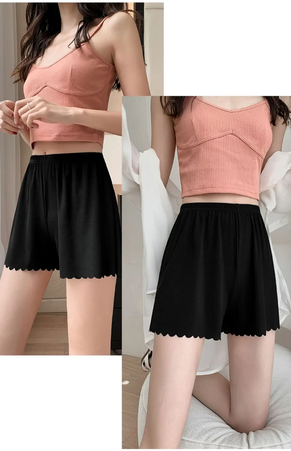 Women Ice Silk Safety Pants Summer No-Hem Anti-light Outwear Large — feature 23