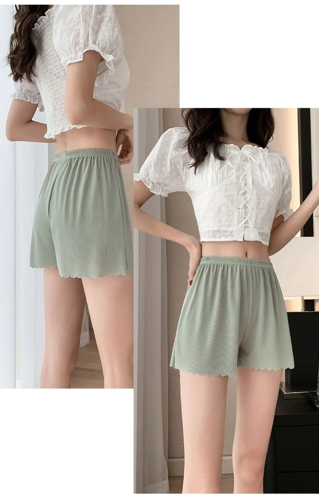 Women Ice Silk Safety Pants Summer No-Hem Anti-light Outwear Large — feature 26