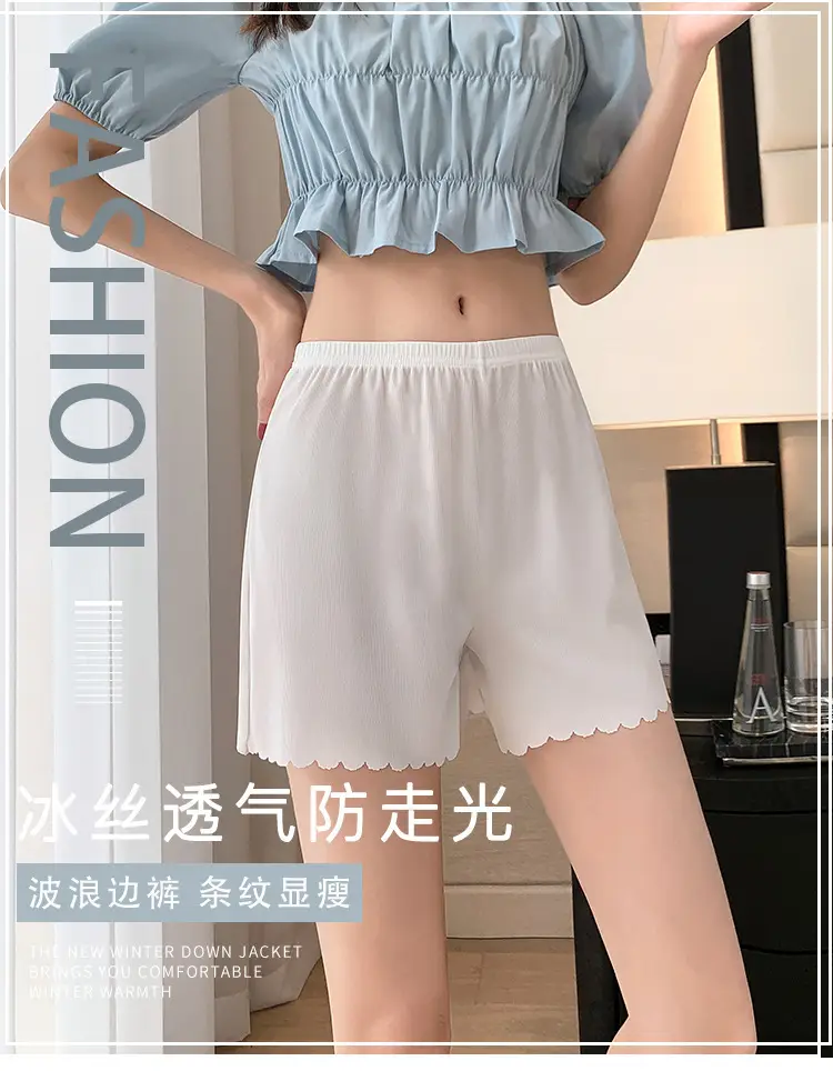 Women Ice Silk Safety Pants Summer No-Hem Anti-light Outwear Large — feature 3