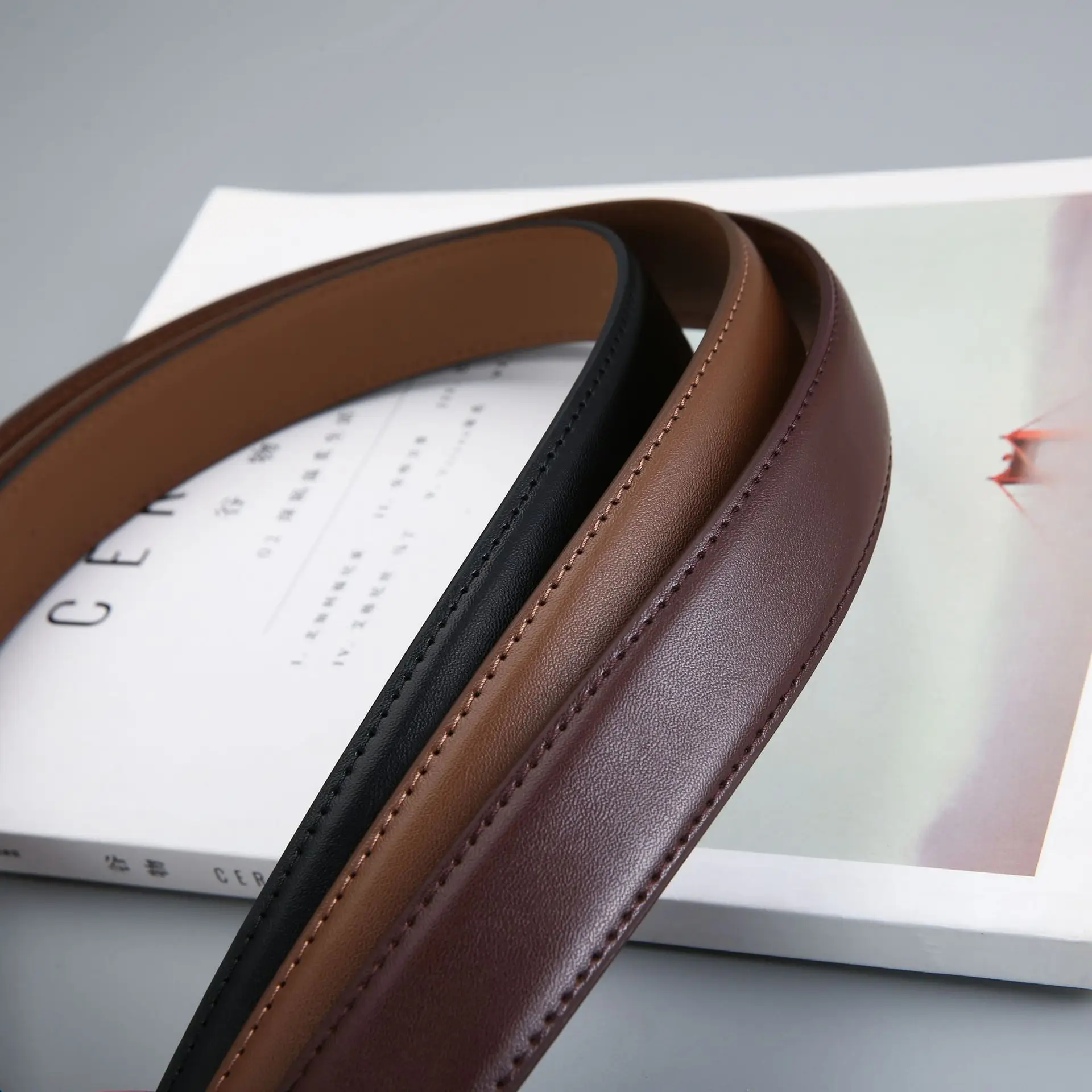 Women's Genuine Leather Belt with Gold Buckle - Image 8