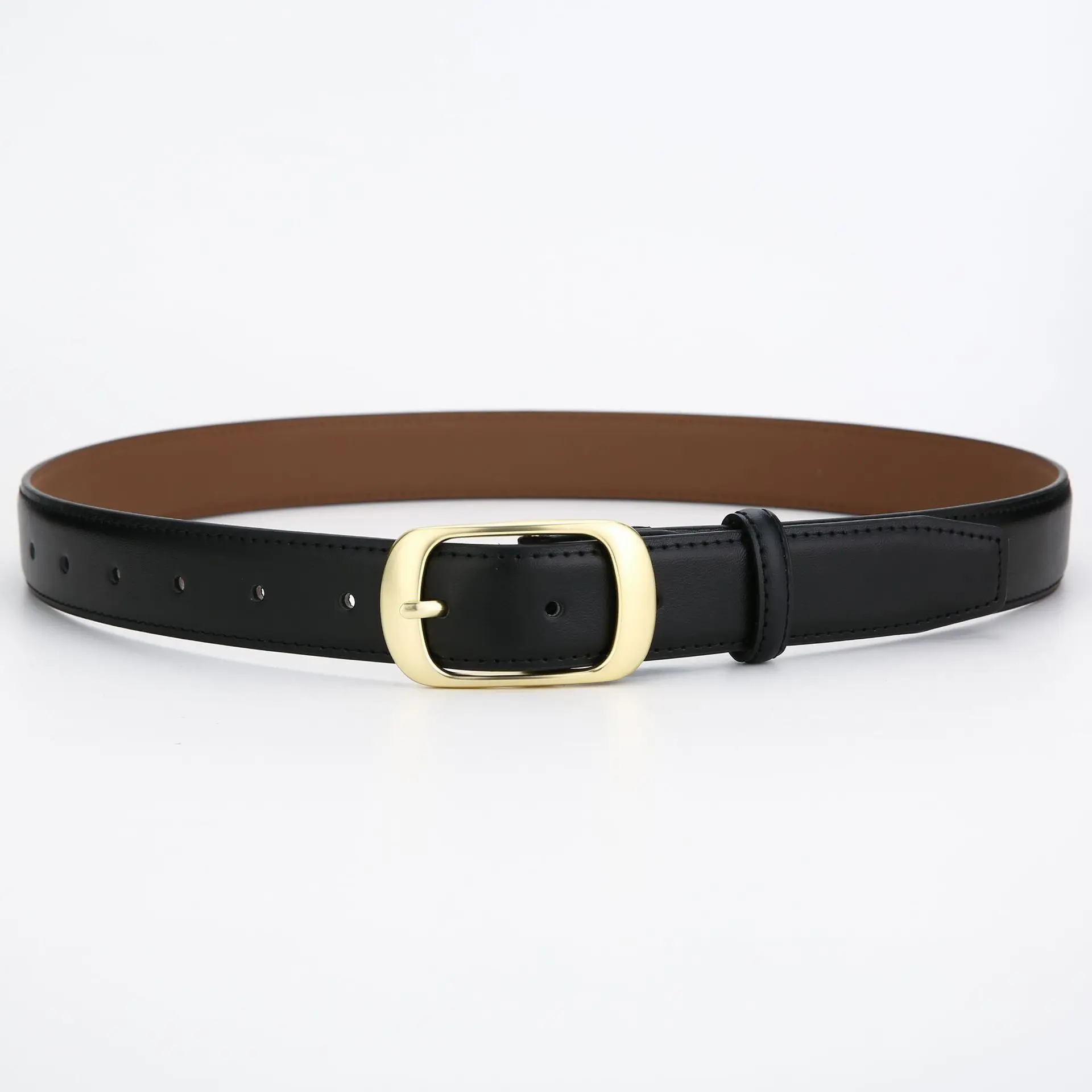Women's Genuine Leather Belt with Gold Buckle - Image 10