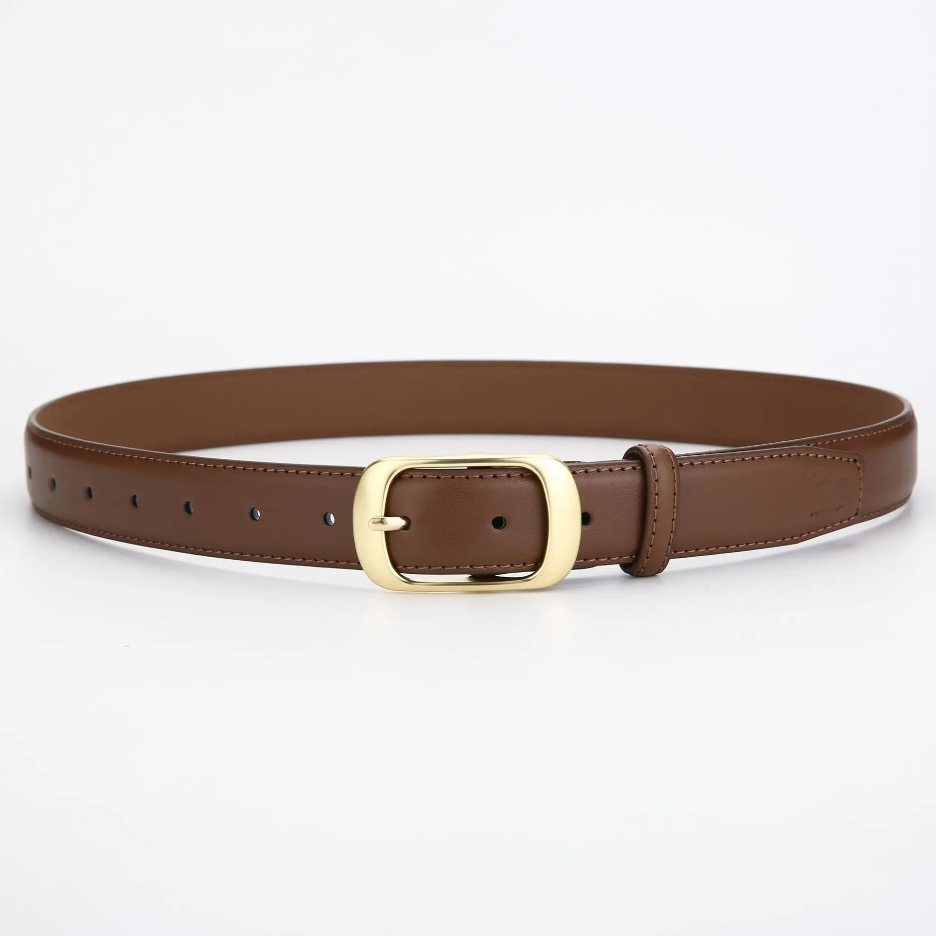 Women's Genuine Leather Belt with Gold Buckle - Image 2