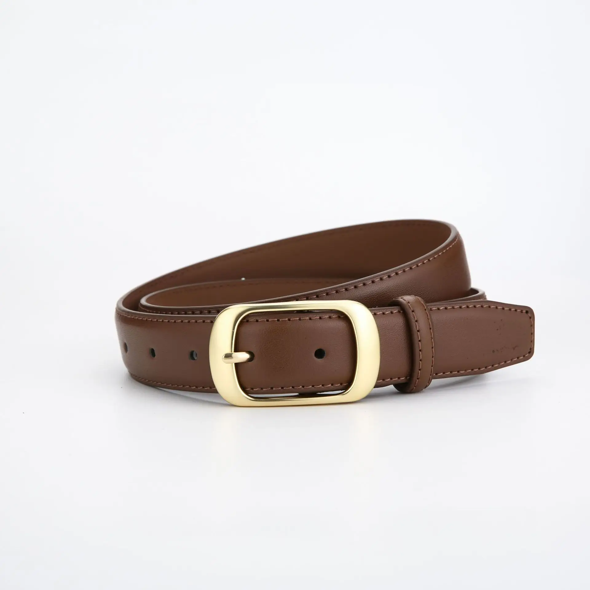 Women's Genuine Leather Belt with Gold Buckle - Image 3