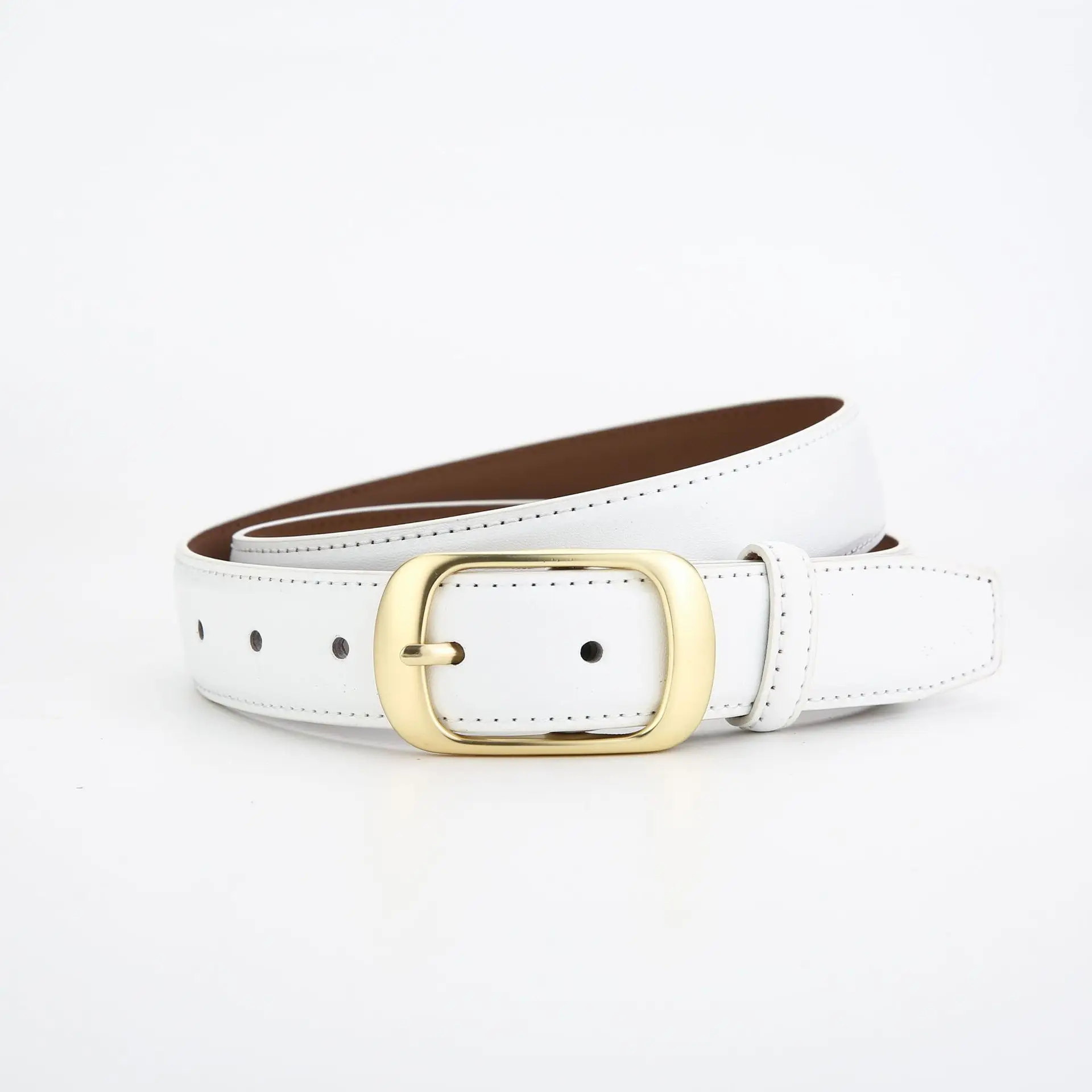Women's Genuine Leather Belt with Gold Buckle - Image 5