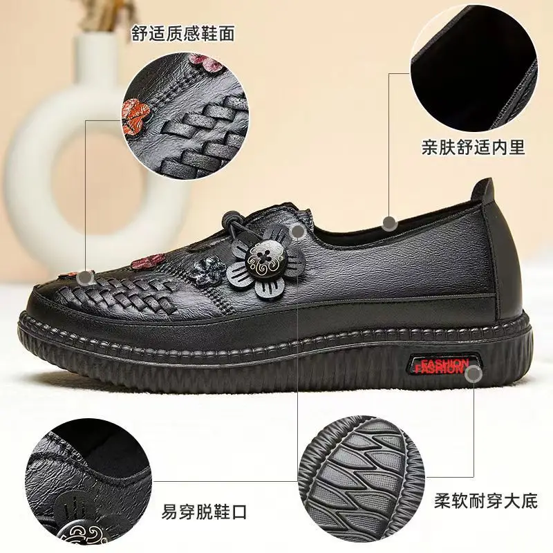 Spring New Old Beijing Cloth Shoes Women's Single-layer Shoes Non-slip Soft Sole Wear-resistant Slip-on Shoes for Middle-aged and Elderly Mothers - Image 5