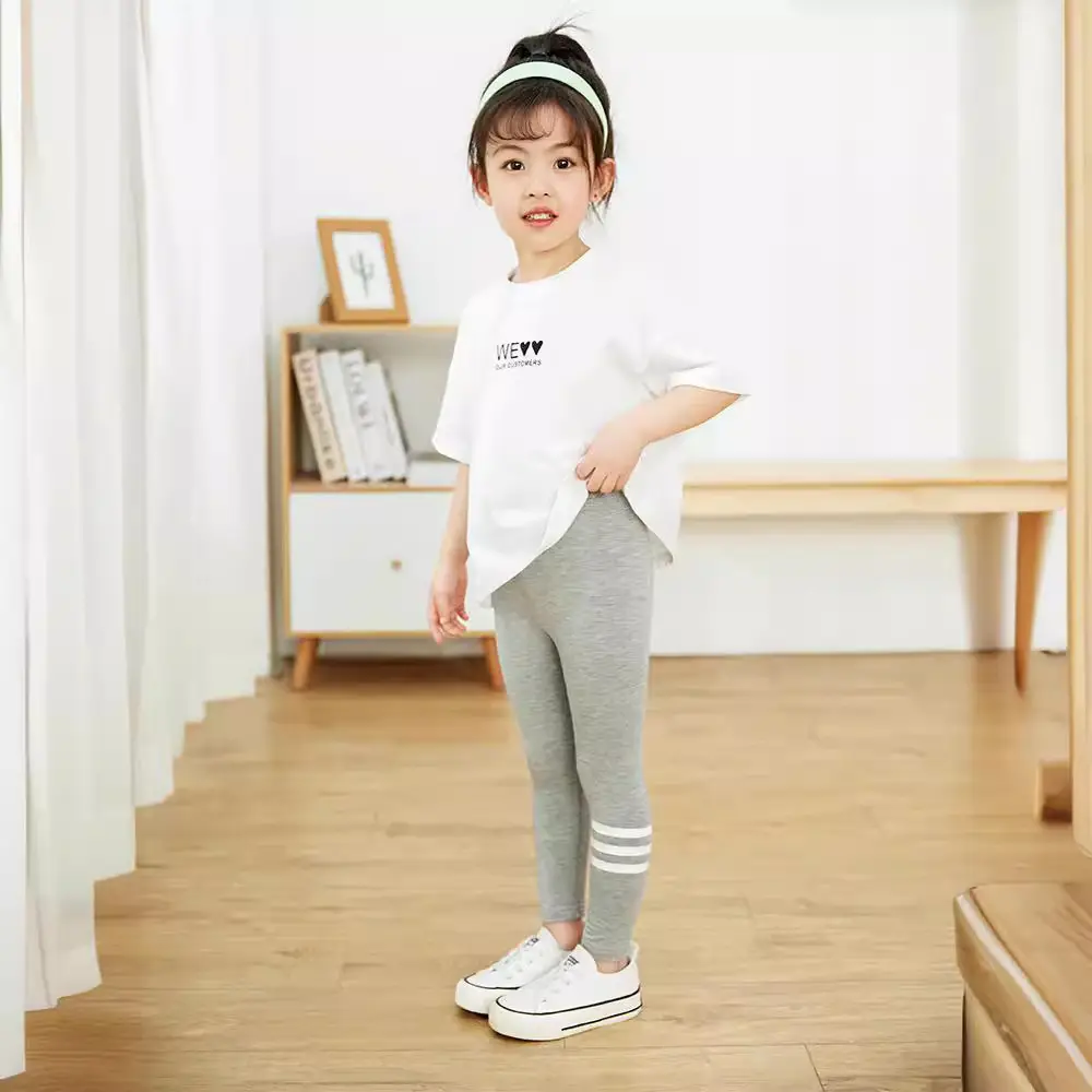 24 Girls Korean Style Stretchable Leggings White Black Stripes - Image 16