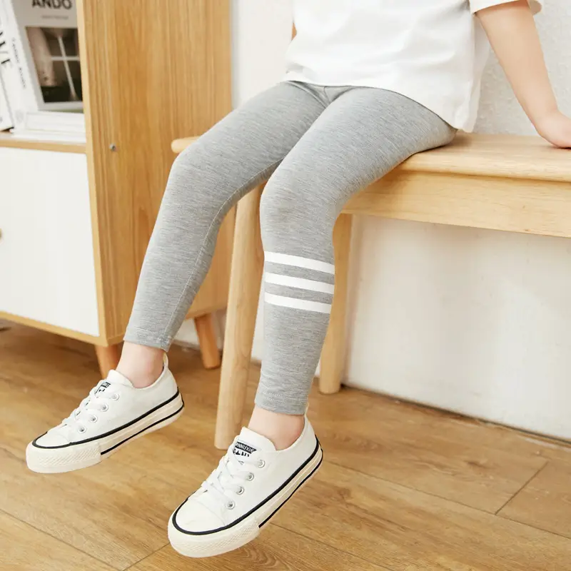 24 Girls Korean Style Stretchable Leggings White Black Stripes - Image 11