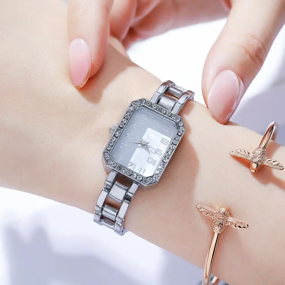 Rose Gold Women's Square Diamond Watch - Image 4