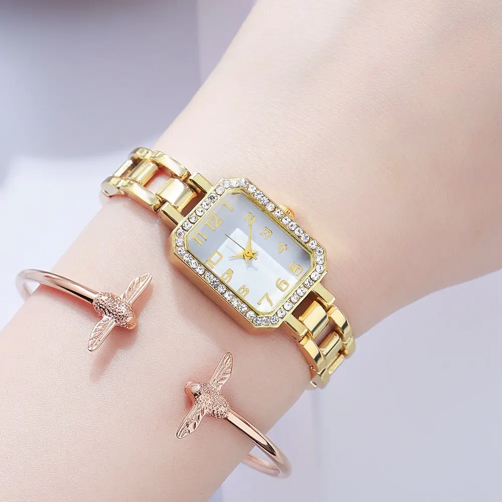 Rose Gold Women's Square Diamond Watch - Image 6