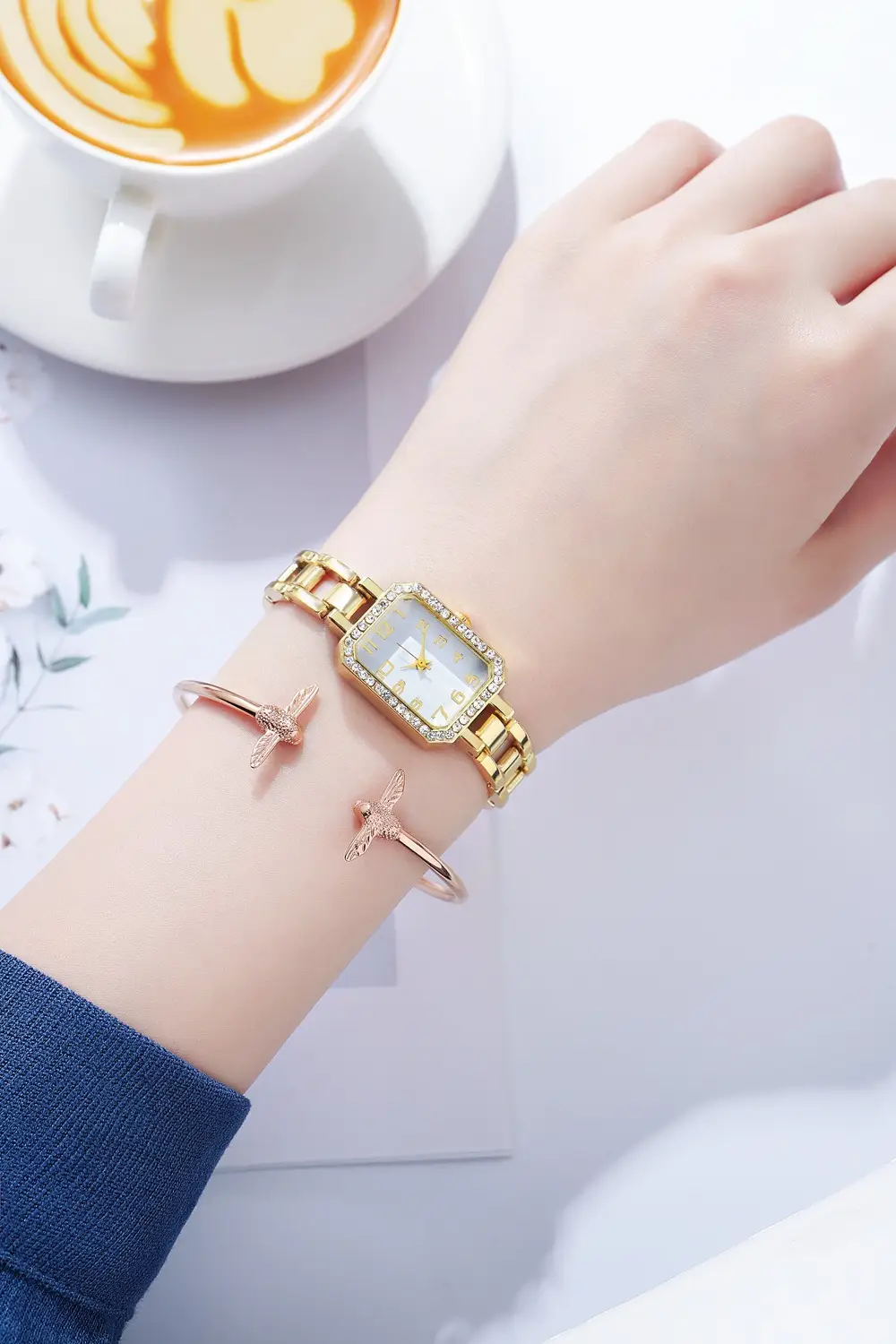 Rose Gold Women's Square Diamond Watch — feature 7
