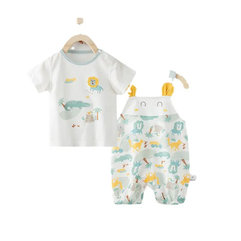 Baby Dinosaur Two-Piece Set Cotton Summer Outgoing Strap Suit - Image 6
