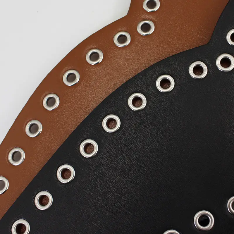Ladies Elastic Eye Hole Belt with Metal Grommets Brown Black - Image 8
