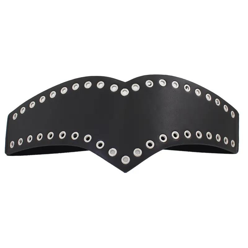 Ladies Elastic Eye Hole Belt with Metal Grommets Brown Black - Image 9