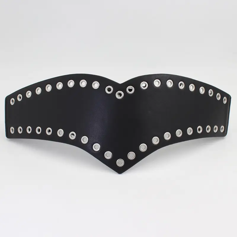 Ladies Elastic Eye Hole Belt with Metal Grommets Brown Black - Image 2