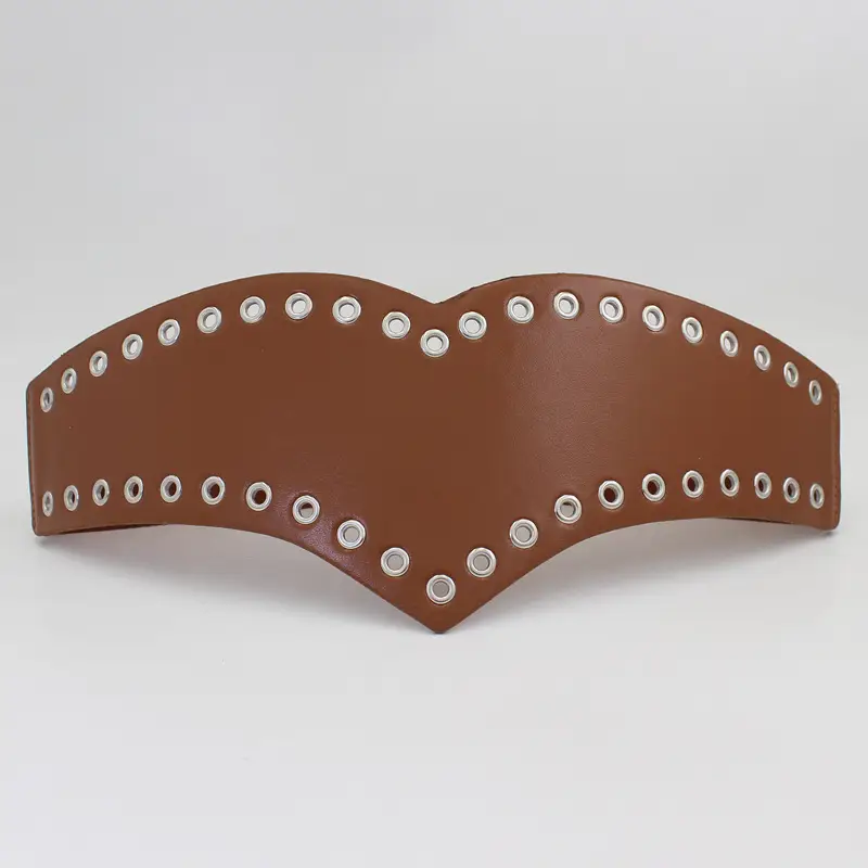 Ladies Elastic Eye Hole Belt with Metal Grommets Brown Black - Image 4
