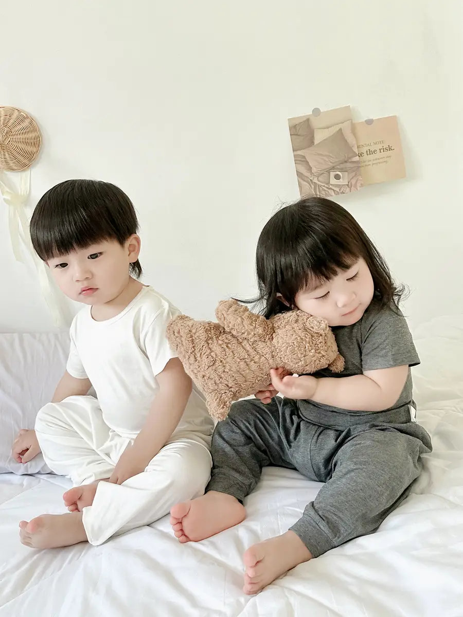 Baby Bamboo Cotton Pajamas Light Green Girls Boys