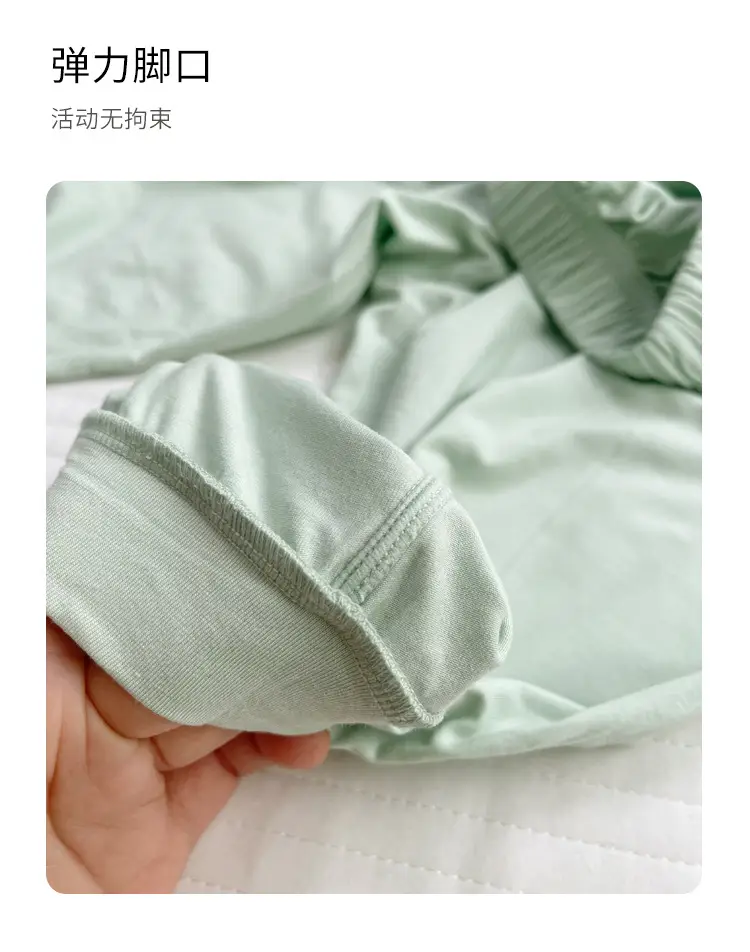 Baby Bamboo Cotton Pajamas Light Green Girls Boys — feature 19